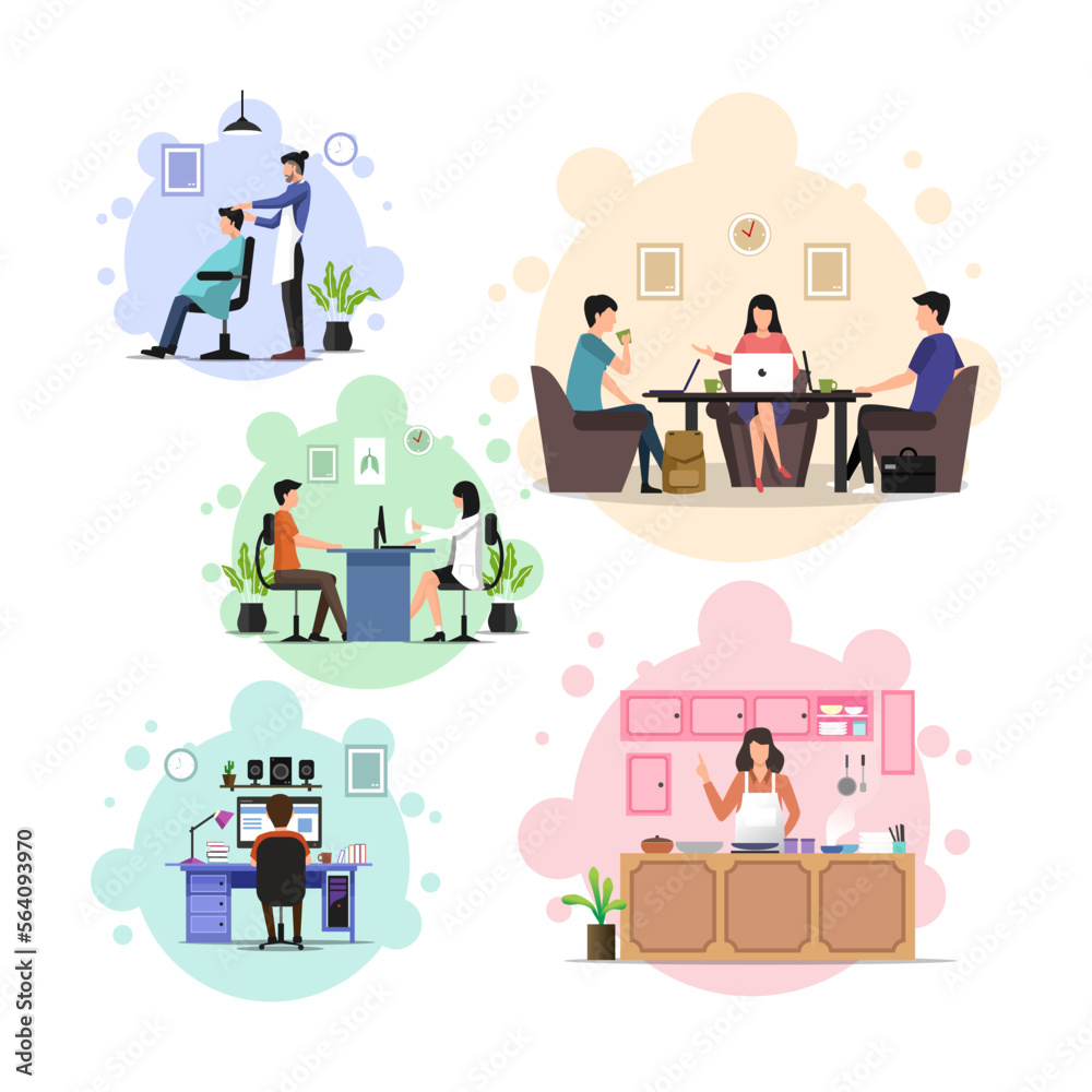 Flat illustration of daily activities