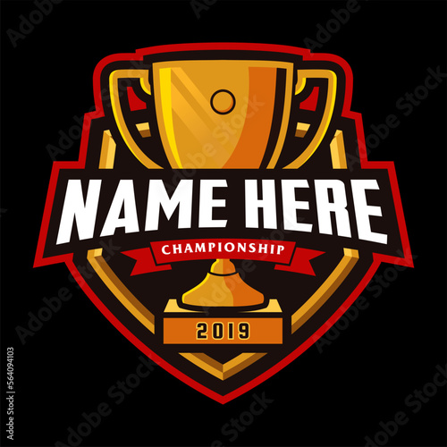 Trophy champion cup logo template
