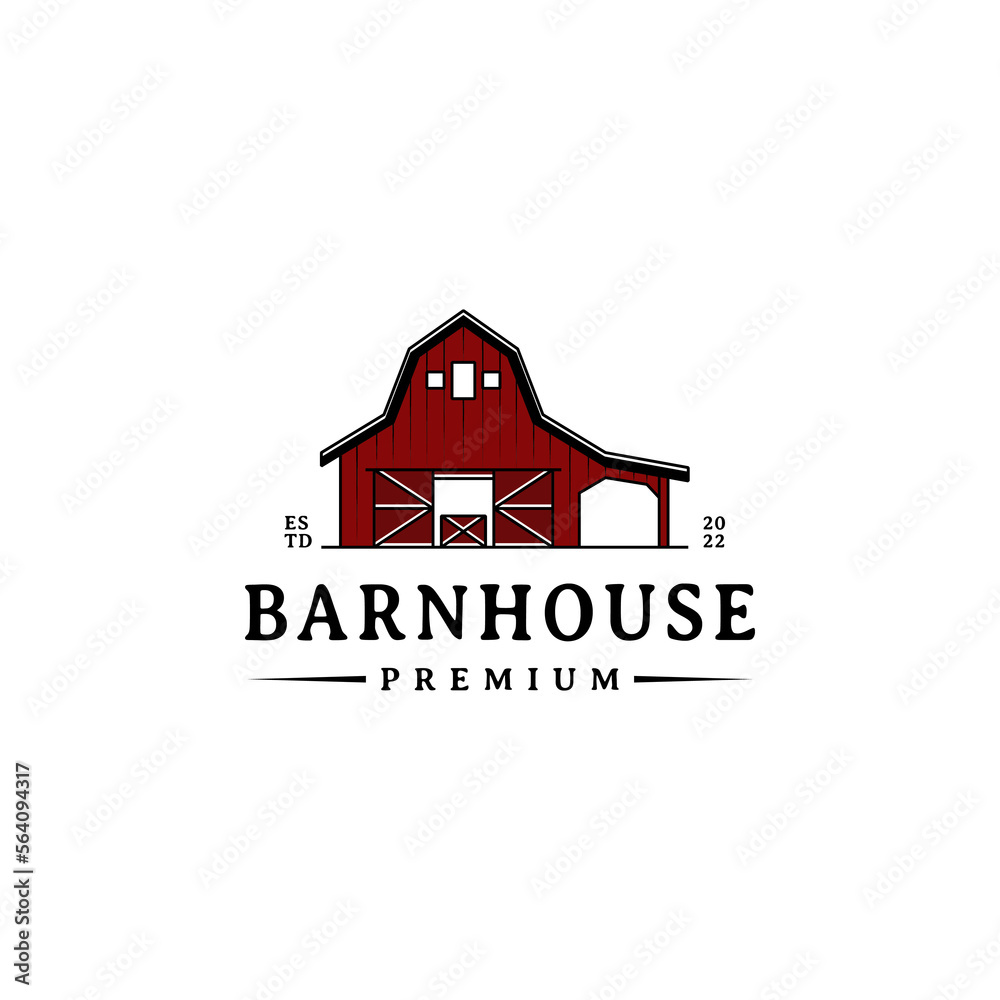 vintage retro barn house vector logo design illustration