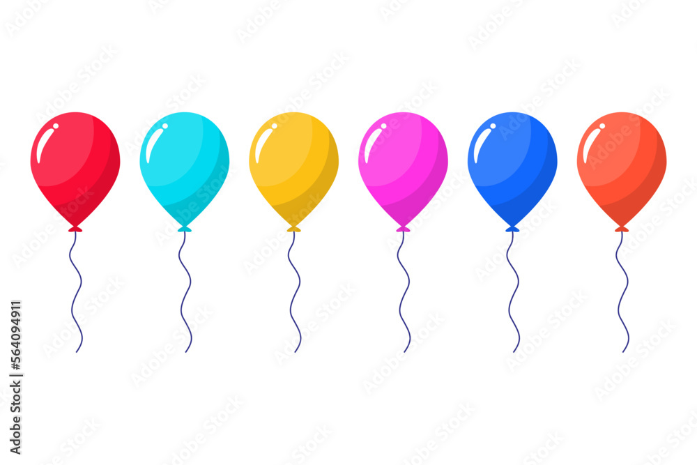 Set of colorful balloon vector illustrations isolated on white background