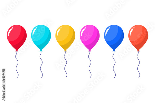 Set of colorful balloon vector illustrations isolated on white background