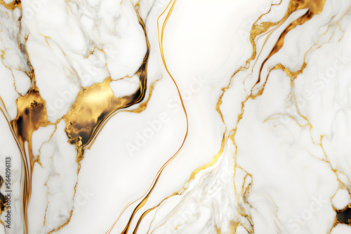 White and gold marble background. Luxury marble texture. Elegant abstract background. Generative AI.