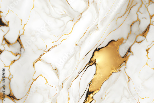 White and gold marble background. Luxury marble texture. Elegant abstract background. Generative AI.