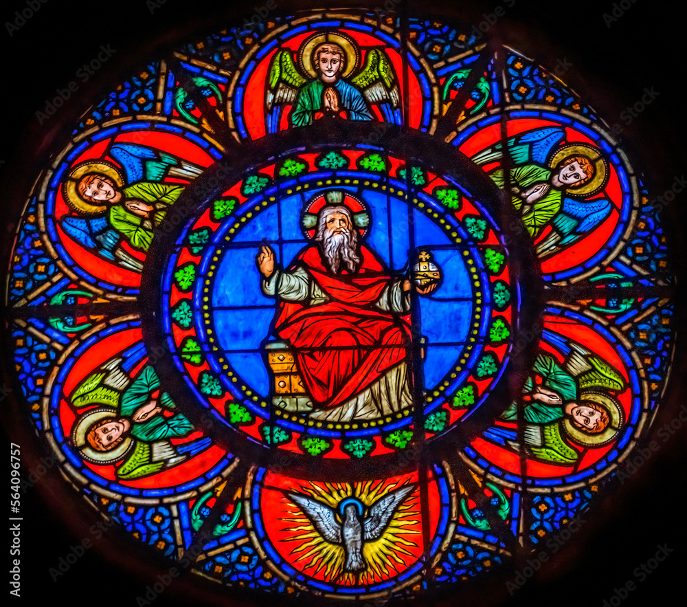 God Angels Stained Glass Notre Dame Church Nice France