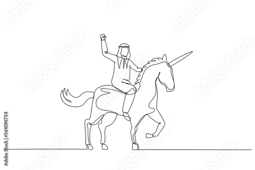 arab man riding a unicorn with the horse only standing on three foot