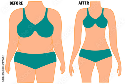 icon with weight loss silhouette meter. Flat design. Vector illustration.