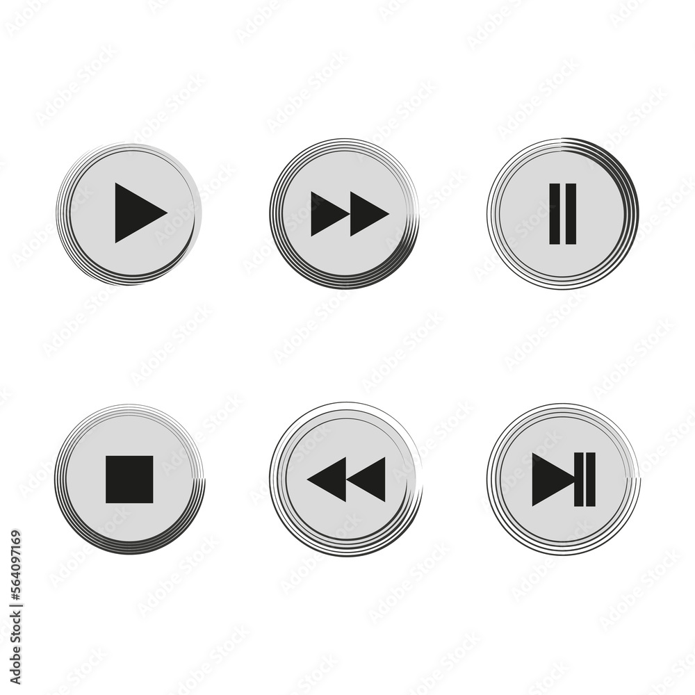 Grey navigation buttons. Icons set. Vector illustration. Grey navigation buttons. Icons set. Vector illustration.