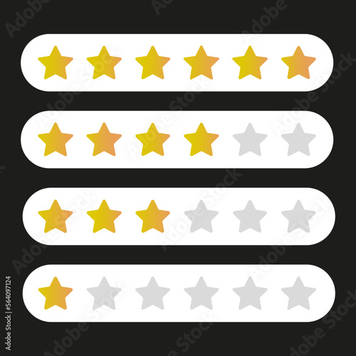 Flat stars rating for game level design. Yellow star. Vector illustration.