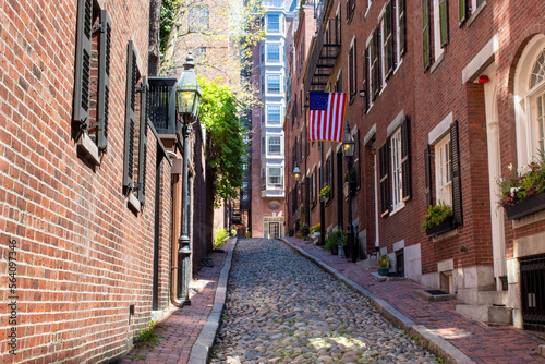 Bild auf Leinwand Acorn Street in Boston's Beacon Hill Neighborhood