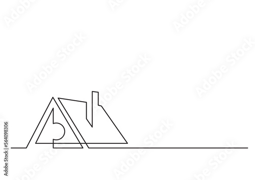 continuous line drawing vector illustration with FULLY EDITABLE STROKE of logo design realty estate agency