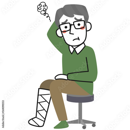 脚を骨折したシニア男性