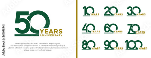 set of anniversary logo style green color on white background for celebration