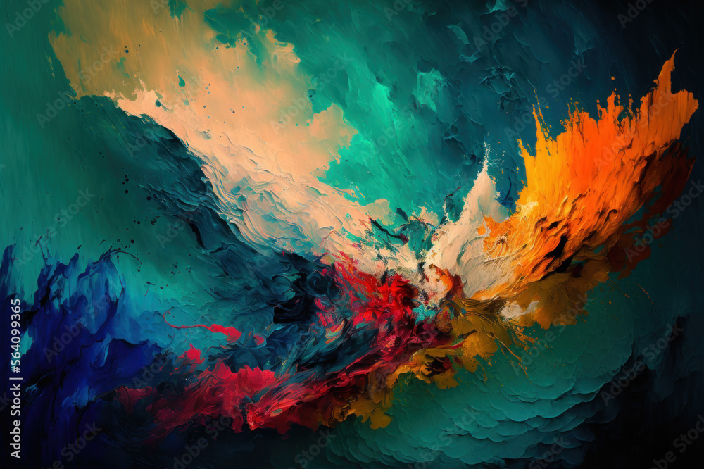 Abstract multicolor oil paint style background generative ai.