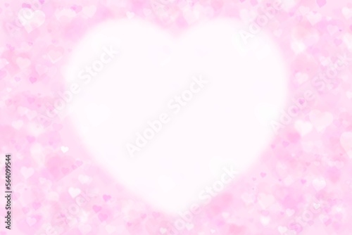 バレンタインの可愛いハート背景フレーム ピンク