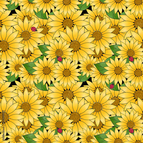 Seamless of sunflowers pattern illustration graphic design