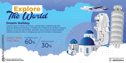 World Travel Vector Illustration. Tour and Travel Graphic design for banners and flyer