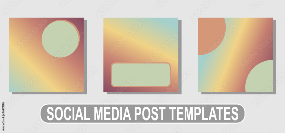 Social media post templates gradient blue yellow violet vector design