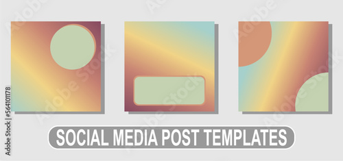 Social media post templates gradient blue yellow violet vector design