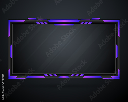 Black and blue live stream overlay gui screen panel for video streaming and broadcasting