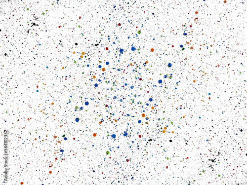 Hand painted watercolor splashes of colorful colors on white paper. Dotted grainy background. Trendy grunge design for decoration, gift paper, prints, covers
