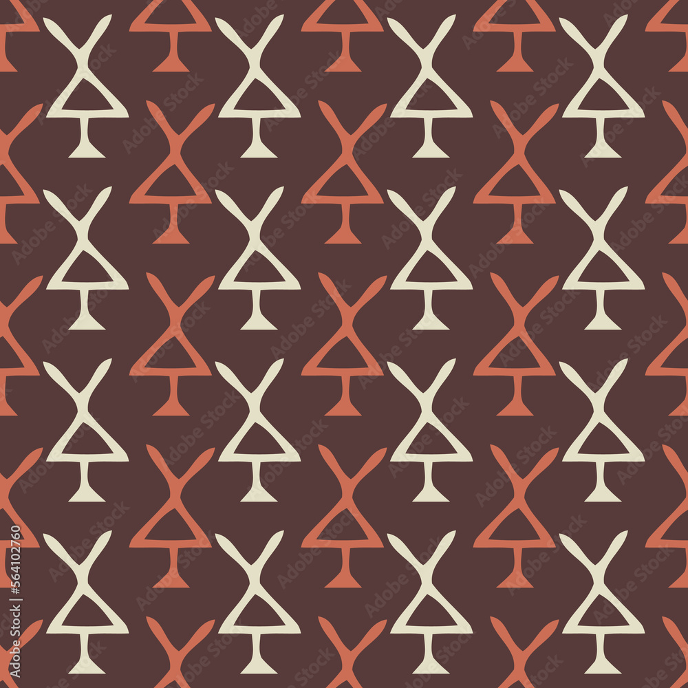 Seamless pattern with ethnic geometric elements.