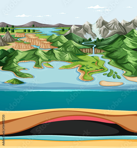 Landscape with geographical nature surface