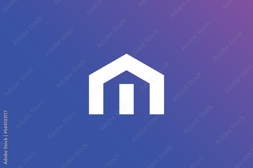 Creative and professional initial letter m home logo design template on blue background Creative and professional initial letter m home logo design template on blue background