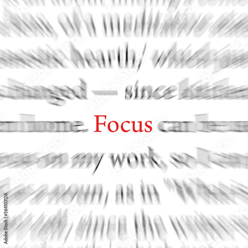 Focus on the word focus, conceptual illustration