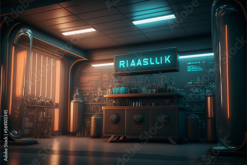 Futuristic research lab background. Generative AI