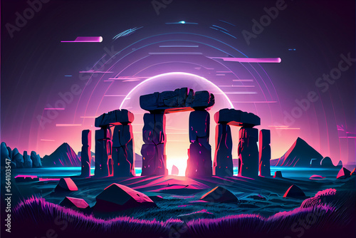 Stonehenge Background Illustration. Generative Ai.