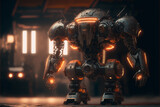 Scifi robot war background. Generative AI