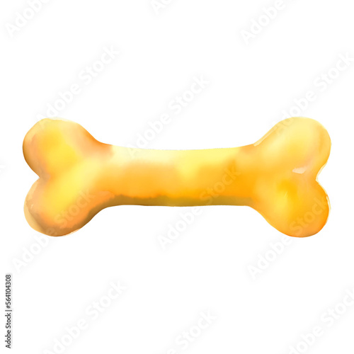 dog bone digital drawing with watercolor style illustration