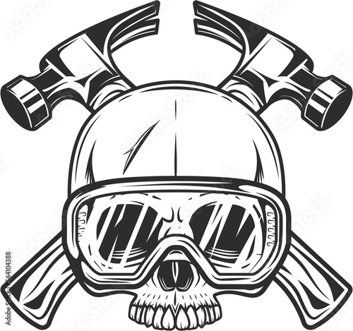 Fototapeta Business builder crossed hammers from new construction and remodeling house with