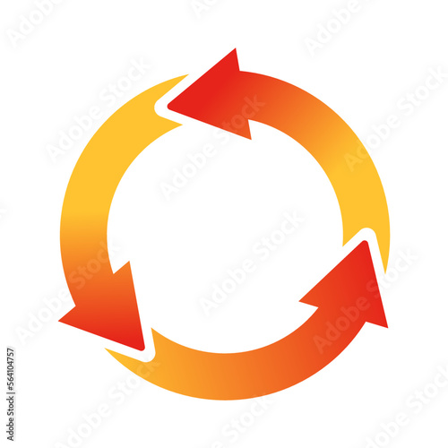 赤色のグラデーション丸型回転矢印