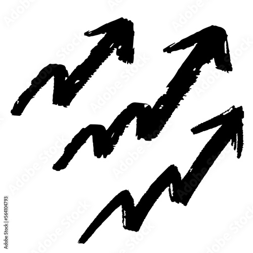 手描きのモノクロギザギザ矢印セット