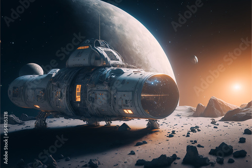 starship moon war scifi background. Generative AI