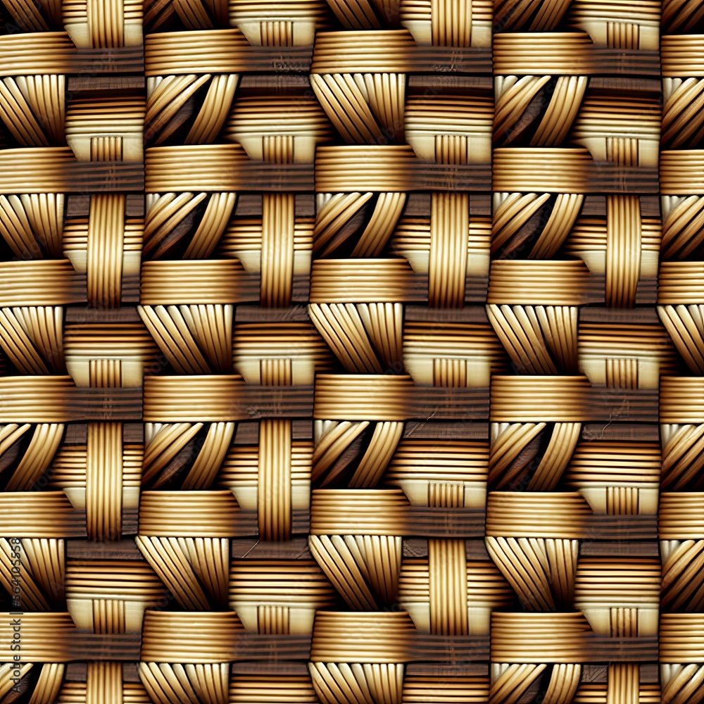 Obraz premium Weaved Bamboo Textured Background (generative AI)