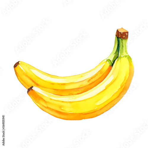 banana digital drawing with watercolor style illustration