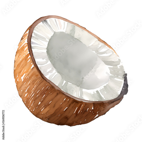 coconut digital drawing with watercolor style illustration