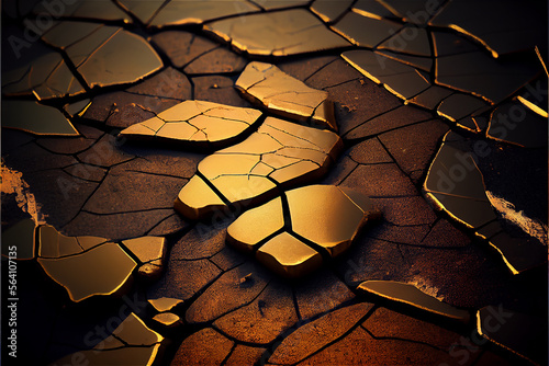 Cracked golden gilded surfa...