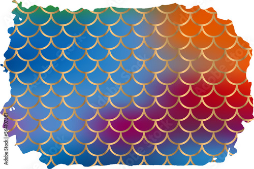Brush background with mermaid scales pattern blurred colorful gradient