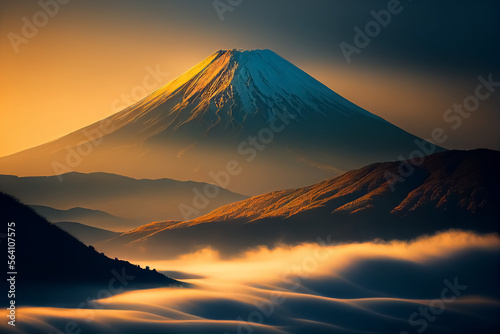 Mount Fuji and thick fog in a nice atmosphere With Generative AI