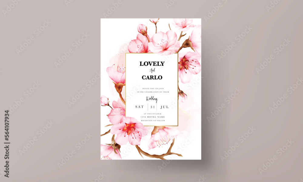 beautiful cherry blossom flower invitation card template