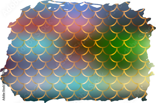 Brush background with mermaid scales pattern blurred colorful gradient