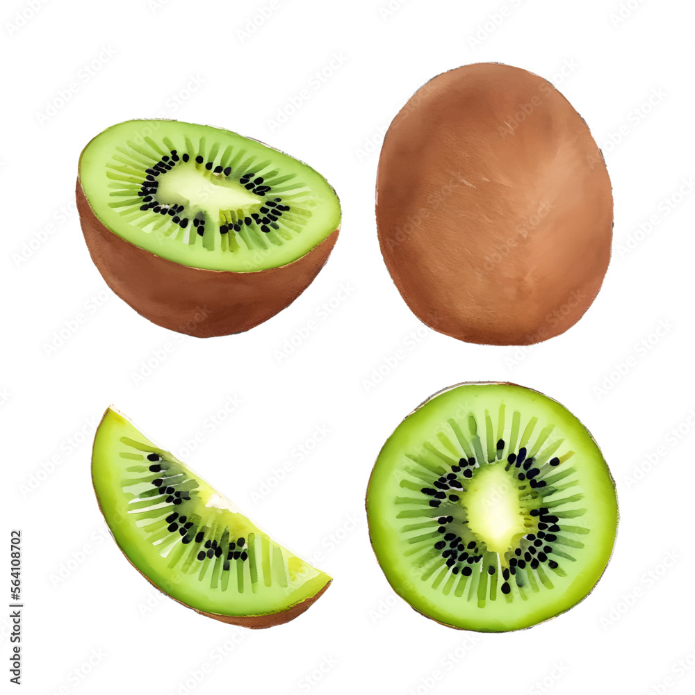 Fototapeta premium kiwi fruit digital drawing with watercolor style illustration
