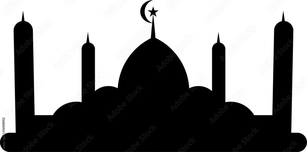 Mosque silhouette illustration. Islamic decoration. Islamic element