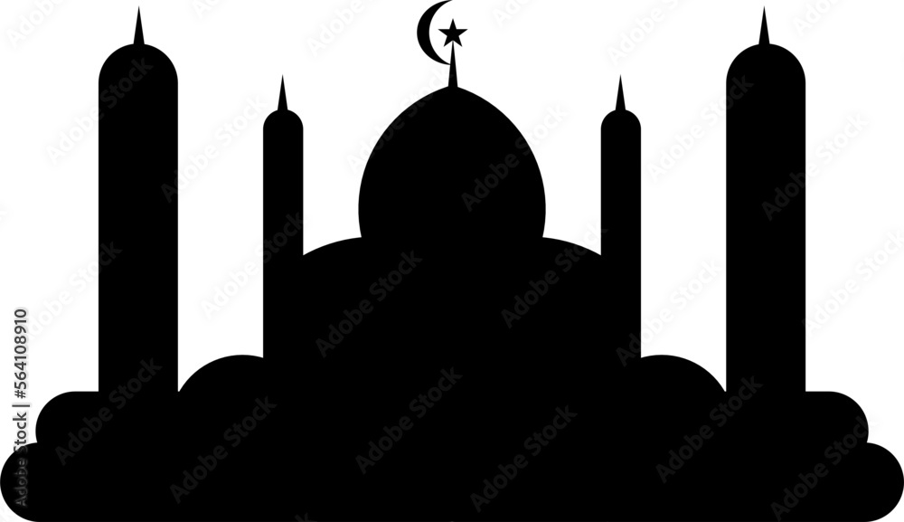 Fototapeta premium Mosque silhouette illustration. Islamic decoration. Islamic element