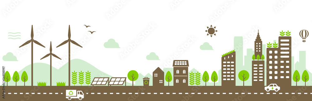 Smart ecology city illustration / png, no background