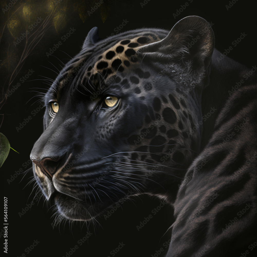 close up portrait of a Black_painted_jaguar