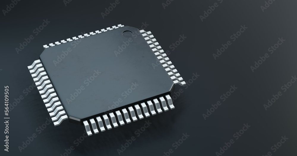  3d render of microchip or semiconductor chip with countries flag for supply chain concept. - obrazy, fototapety, plakaty 